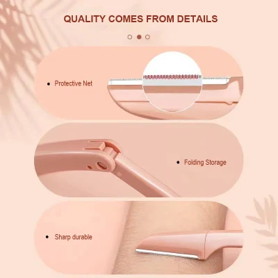 OEM Woman Facial Razor Device One Blade Trimmer Eyebrow Trimmer Makeup Luxury Eyebrow Razor 3 Pack