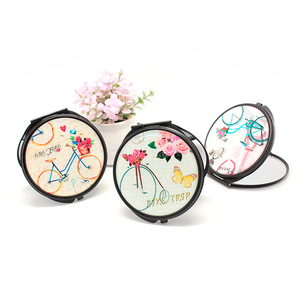 Portable folding pocket makeup Mirror with Customized Print