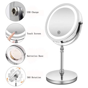 Rechargeable Stainless Steel LED Makeup Mirror With Dimmable Lights