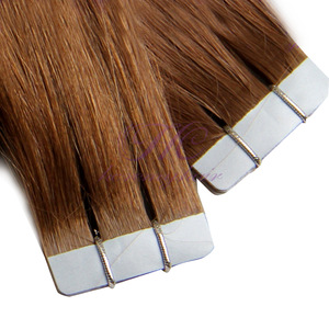 Remy Russian human hair materials brown color tape on hair extension