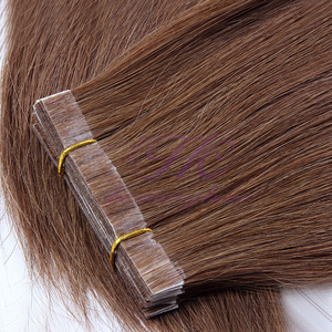 Remy Russian human hair materials brown color tape on hair extension