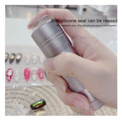 Silicone Handheld Lamp, Embossed Sticker Sequin Sticker Dedicated Manicure Handheld Lamp, Portable Mini One-Handed Phototherapy Nail Lamp