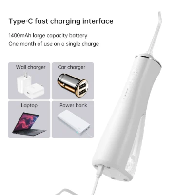 Water Flosser Cordless Teeth Cleaner with 3 Modes 4 Jets, Portable Dental Oral Irrigator, Ipx7 Waterproof and USB Rechargeable with 180ml Water Tank