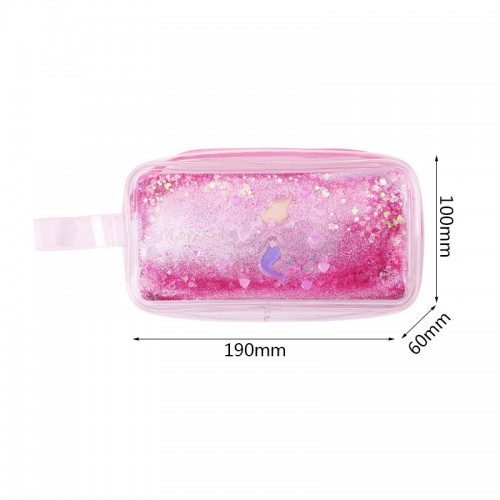 Candy Color Waterproof PVC Cosmetic Makeup Bag  Wholesale Quicksand effect Travel Portable Pouch Bag for Girls