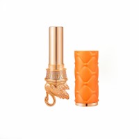 Customized Creative Design Round PU Leather Metal Zinc Alloy Shell Universal Lipstick Empty Tube