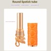 Customized Creative Design Round PU Leather Metal Zinc Alloy Shell Universal Lipstick Empty Tube