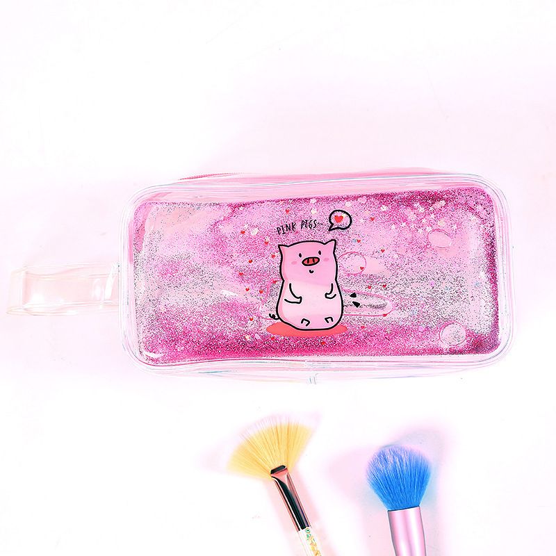 Candy Color Waterproof PVC Cosmetic Makeup Bag  Wholesale Quicksand effect Travel Portable Pouch Bag for Girls