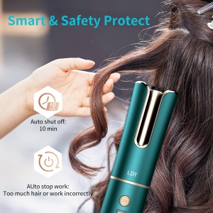 2021 Mini Usb Rechargeable Auto Cordless Rotating Hair Curling Iron Wireless Electric Automatic Hair Curler