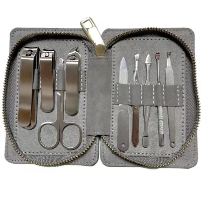 9-Piece Nail Clipper Set Stainless Steel Nail Clipper Zipper Bag