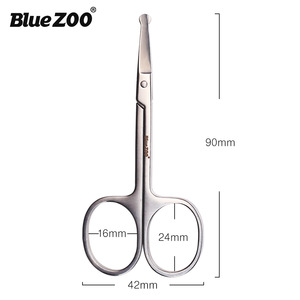 BlueZOO Small Black Professional Stainless Steel Facial Hair Scissors for men Moustache/Beard/Nose Hair trimming Grooming