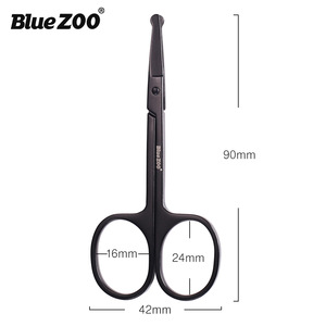 BlueZOO Small Black Professional Stainless Steel Facial Hair Scissors for men Moustache/Beard/Nose Hair trimming Grooming