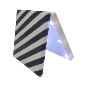 Customized logo cheap small square pocket mirror with led light