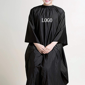 customized logo salon black waterproof polyester hairdressing barber capes