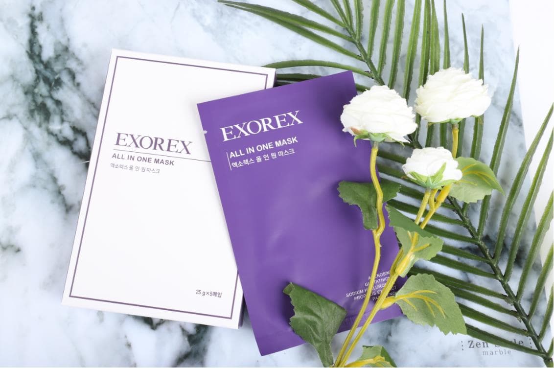 EXOREX ALL IN ONE MASK, Korean sheet mask pack, tencel sheet / adenosine / panthenol / Glutathione