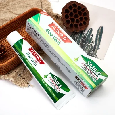 Free Sample Custom Logo Oral Care Adult Natural Aloe Vera Toothpaste for Teeth Whitening Fresh Breath