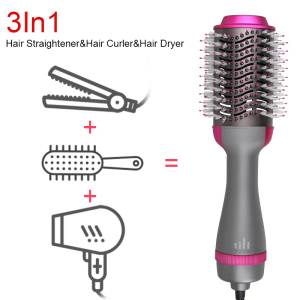 Grey Professional Fashionable hair dryer brush styler hot air brush in hair straightener