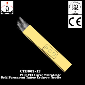 Hot Sale PCD 12 Curve Microblade Gold Permanent Tattoo Eyebrow Needle