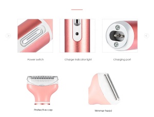 Kemei 6637 4 in 1 Kemei Female Epilator Multifunction Lady Electric Shaver Shaving Machine Eyebrow Nose Hair Trimmer Women Hair