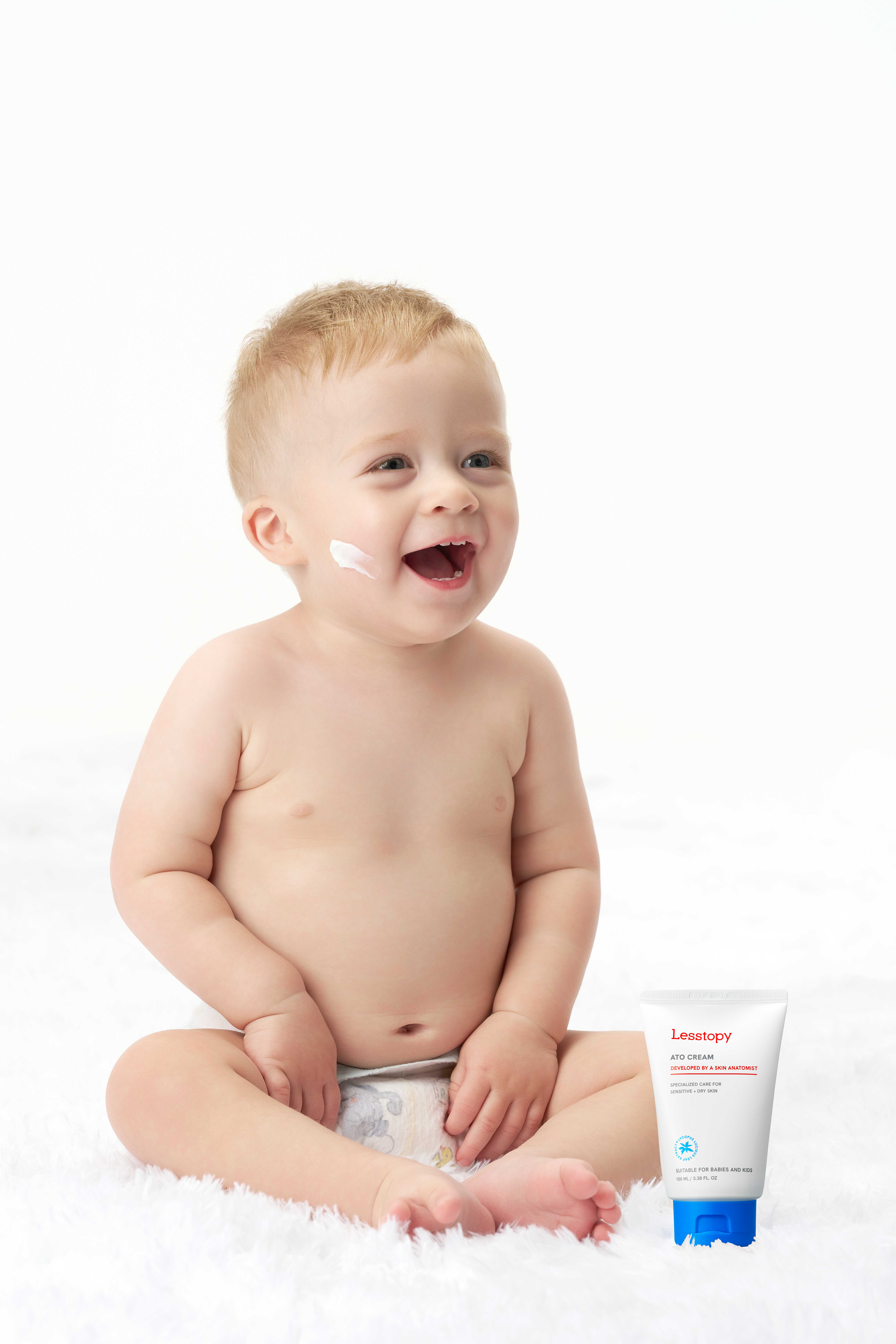 [Lesstopy] ATO Cream for Baby Organic, EWG Green, Fragrance-Free, Moisturizer for Sensitive Skin
