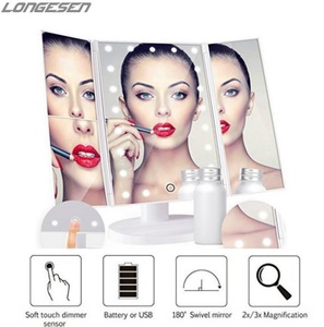 Makeup Mirrors 36 LED USB Power Portable Plastic Framed Mirrors Folding table Lighted Makeup Mirror with Magnifier