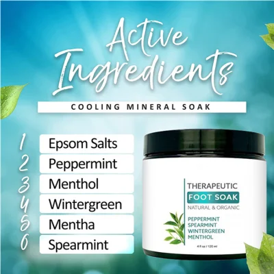 Natural Peppermint &amp; Menthol Therapeutic Foot &amp; Bath Soak Epsom Salt