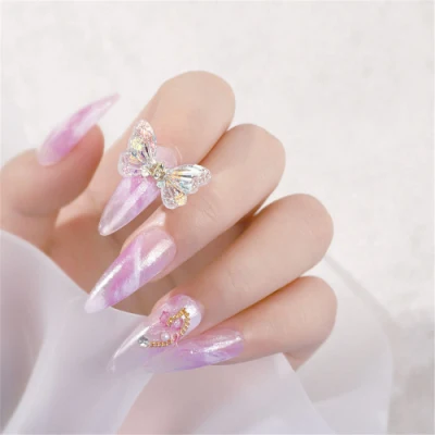 Newly Designed Laser Shiny 3D Butterfly Nail Art Accessories Nail Art Zircon 3D Butterfly Nail Charm