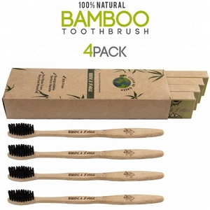 OEM Welcome Wholesale Organic Natural Bamboo Toothbrush with FDA Certificate  BPA Free Bristles, Pack of 4 FBA Shipping