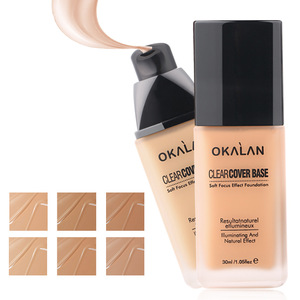 OKALAN O002 Long lasting Concealer Foundation Makeup Liquid Glass Bottle Foundation Cream Natural Effect Makeup Foundation