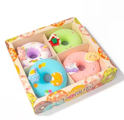 Private Label Packed Organic Colorful Doughnut Shape Bath Bombs Kids Bubble Vegan Bath Fizzer Donut Bath Bomb Wholesale Bath Bombs Fizz Organic Bath Bombs