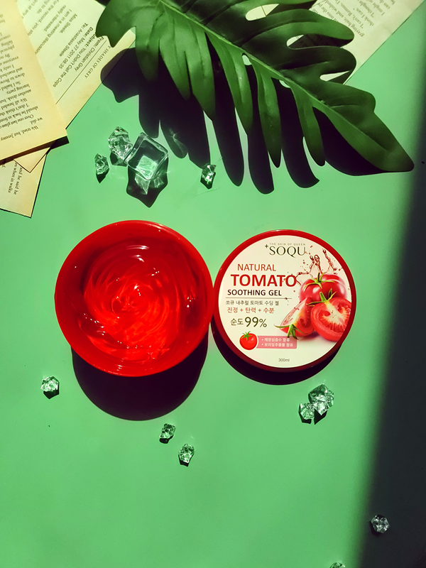 SOQU Natural Soothing Lines Gel(tomato, snail, lavender, mango, pomegranate, coconut, charcoal)