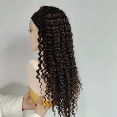 Wholesale 100% Mink Remy Cuticle Aligned Deep Wave Brazilian Headband Wig Human Hair Wigs for Black Women