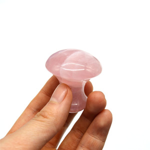 Wholesale Natural stone handheld jade roller rose quartz mushroom for face slimming