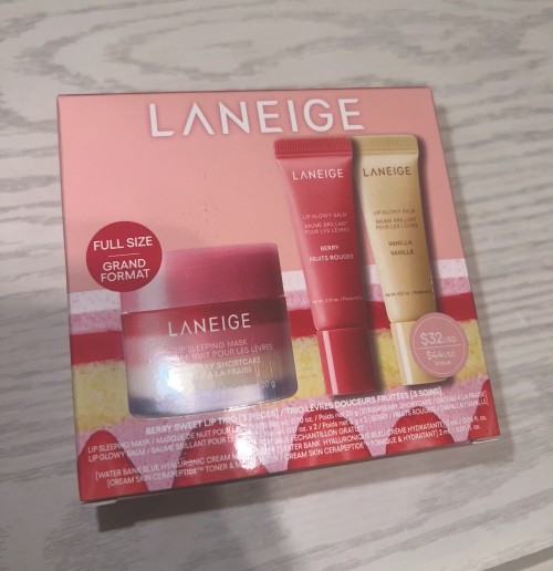 LANEIGE Berry Sweet Lip Trio Lips Set: Strawberry Lip Sleeping Mask + Balm