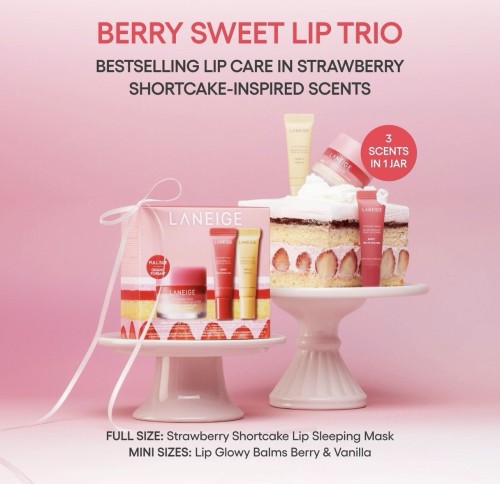 LANEIGE Berry Sweet Lip Trio Lips Set: Strawberry Lip Sleeping Mask + Balm
