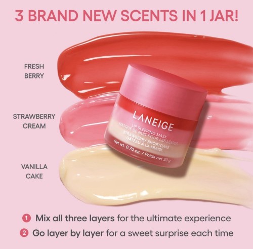 LANEIGE Berry Sweet Lip Trio Lips Set: Strawberry Lip Sleeping Mask + Balm