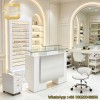 Minimalist Wood Style Double Vacuum Manicure Desk Separate Storage Drawers For Local Skin and Nail Beauty Shop