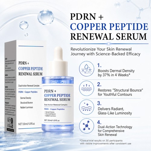 Advanced PDRN Copper Peptide Serum with GHK-Cu Hyaluronic Acid & Hydrolyzed Collagen Face Serum for Firming Skin Care Elasticity