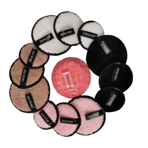 3pcs Bag Custom Logo Facial Cleansing Remover Rounds Microfiber Reusable Soft Fiber Makeup Remover Pads