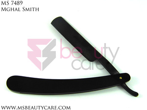 Black coated Straight Razor/Steel blade and plastic handle