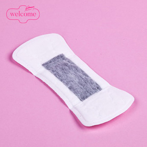 Black Types of Negative Ions Bamboo Charcoal Icy Feeling Herbal Panty Liners with Wings , Anion Panty Liner for Lady Women