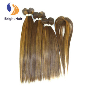 Cheap price yaki synthetic hair 7PCS human hair mixed hair extensions heat resistant