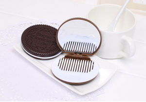 custom black cosmetic mirror fashion portable makeup mirror for promotion