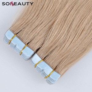 European Double Drawn Russian Human Hair Invisible Tape Hair Extension