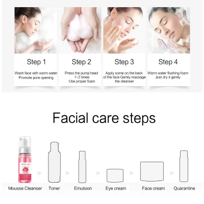 Face Wash Natural Organic Skin Care Rose Mousse Cleansing Foam Facial Cleanser Private Label