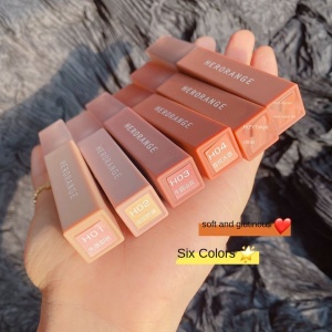 HERORANGE water proof liquid lipstick oem make up 6 shades with cute packaging mineral MSDS waterproof liquid lipstick