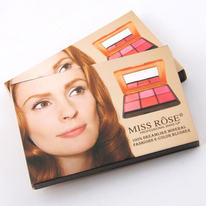 Miss Rose Cosmetics Mineral Baked Blush Palette 6 Colors Wedge Rouge Bronzer Contouring Makeup Set Metal Case Blush with Mirror