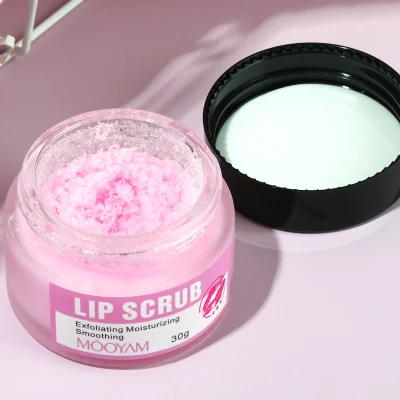 Private Label Mooyam Lip Exfoliating Scrub Remove Dead Skin Moisturizing Smoothing Brightening Himalayan Salt Pink Lip Scrub