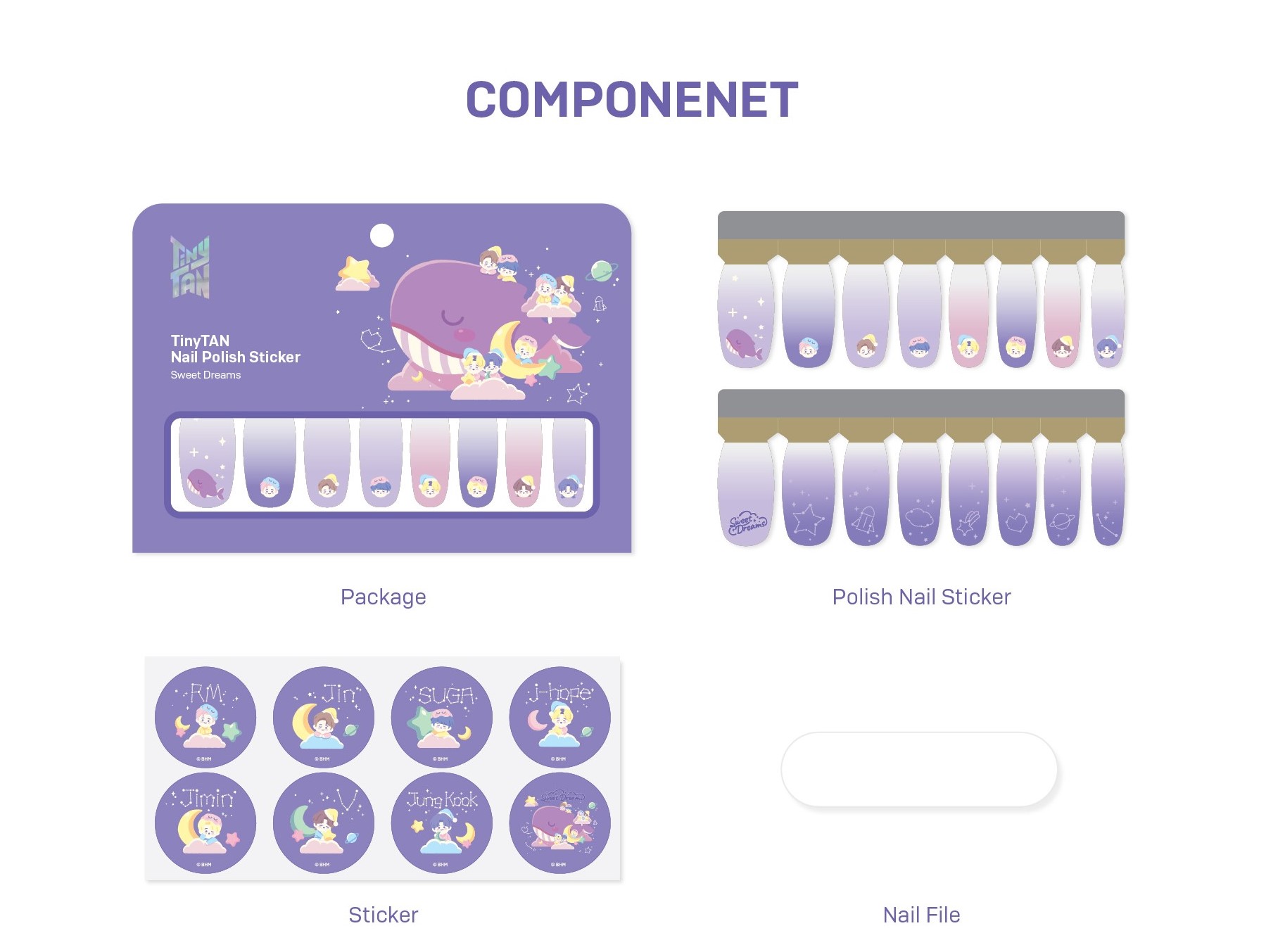 Sweet Dreams TinyTAN Nail Polish Sticker &amp; KPOP (BTS) Merch