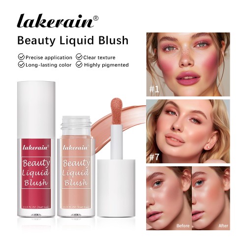 Lakerain High-Color Liquid and Powder Blusher Natural Moisturizing Carmine with Pink Red Tone Use for Face
