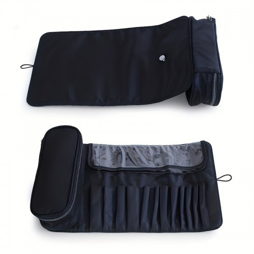 Large Capacity Makeup Brush Organizer Bag with Individual Slots – Foldable Cosmetic Brush Storage Case